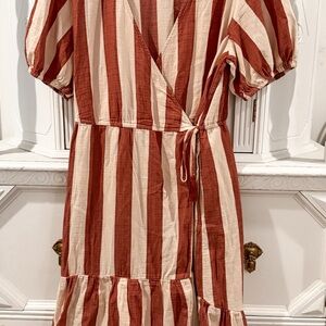 Knox Rose Red and Cream Striped Midi Dress